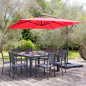 Parasol déporté MOLOKAI carré 2,7x2,7m rouge + housse